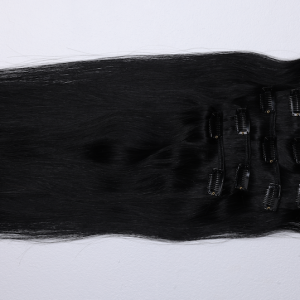 KM HAIR 5pc Clip-In Extensions - Cleopatra (Jet Black) - Image 2